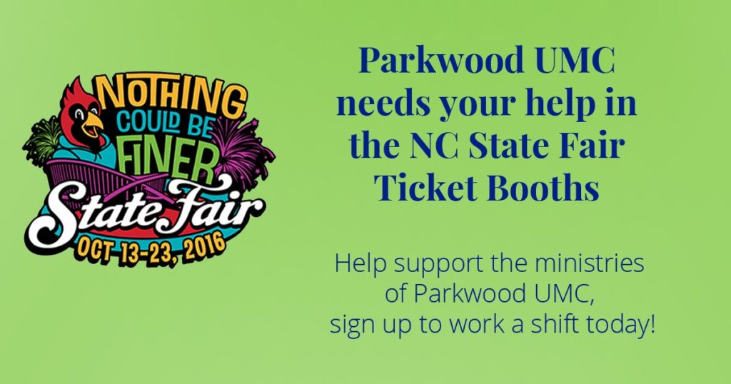 Parkwood UMC working NC State Fair Ticket Booths