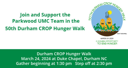 Parkwood UMC and the Durham CROP Hunger Walk